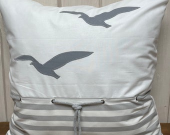 Country style maritime cushion cover* Pillowcase * Seagulls * white / gray 40x40cm