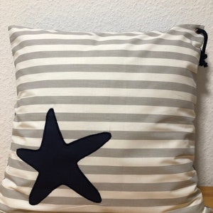 Maritime cushion cover * cushion cover, country style cushion cover, blue / gray / white cushion * starfish * 50x50cm.