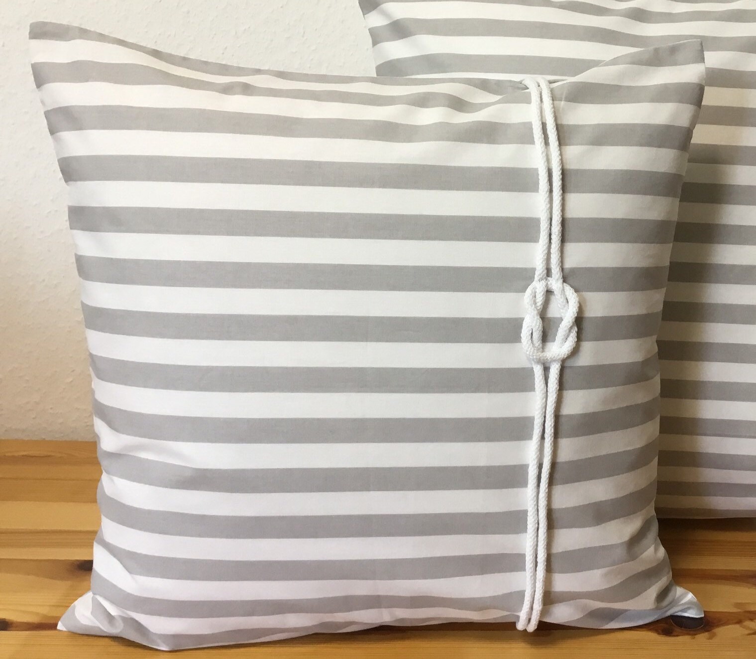 Kissenbezug *Heimathafen* beige//weiß gestreift Landhausstil Kissen