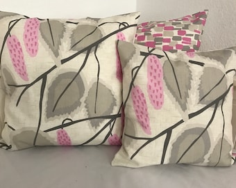 1x country style cushion cover * pillow pink / taupe 50x50cm