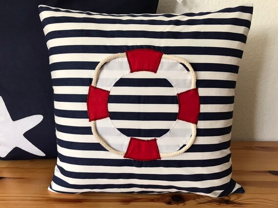 1x Maritime Kissenhülle Kissenbezug* Rettungsring beige/weiß/rot 50x50cm. 1x Maritime Kissenhülle Kissenbezug* Rettungsring beige/weiß/rot 50x50cm.