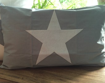 Country style cushion cover, pillow case, star pillow, decorative pillow * star * gray / white 40x60cm.