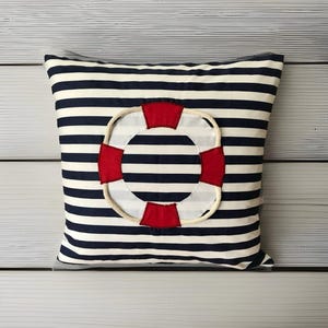 1x Maritime cushion cover, cushion cover, decorative cushion * Lifebuoy