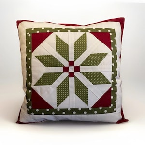 Patchwork cushion cover, country house style cushion cover red/white/green 40x40cm.