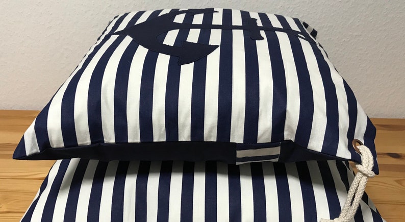 1 pillow case cushion cover stripes marine anchor 50x50cm. zdjęcie 3