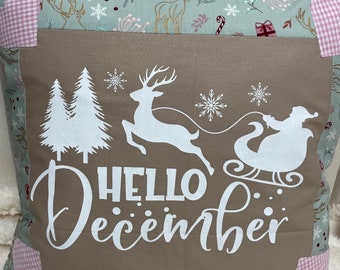 Patchwork cushion cover, country house style cushion cover, Christmas, beige/mint/red 40x40cm.