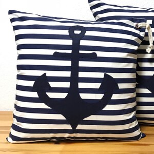 1 pillow case cushion cover stripes marine anchor 50x50cm. zdjęcie 4