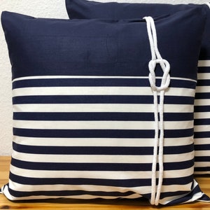 1x Maritime cushion cover, cushion cover, country style cushion cover. Decorative pillow * sailor&#39;s knot * blue / white