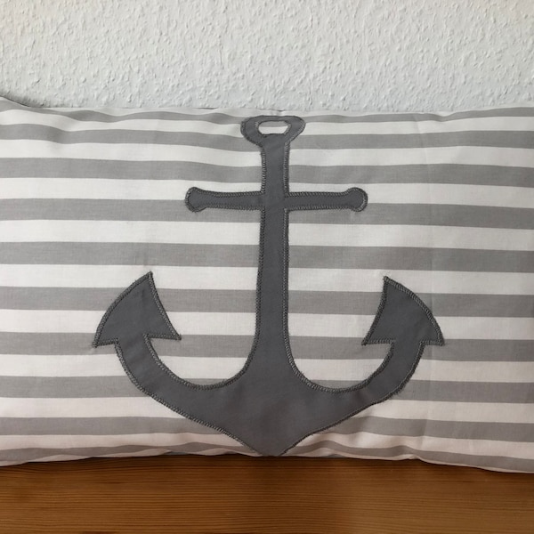 Maritime Cushion Cover * Anchor * Gray 30x50cm.