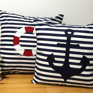 1 pillow case cushion cover stripes marine anchor 50x50cm. zdjęcie 6