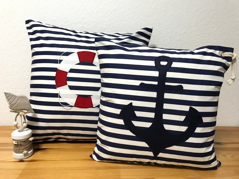 1 pillow case cushion cover stripes marine anchor 50x50cm. zdjęcie 6