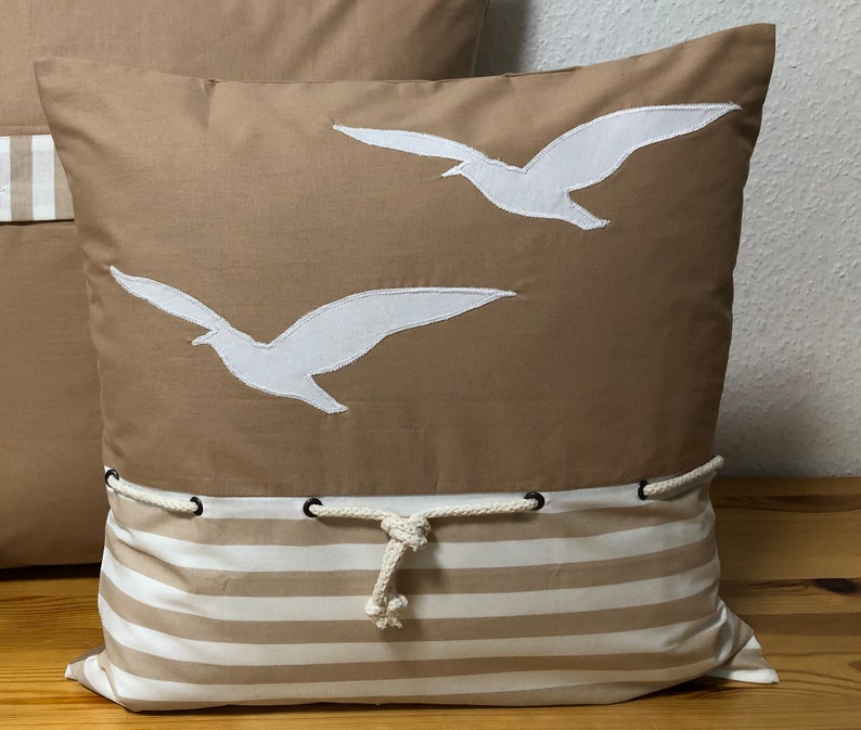 country style cushion Gulls Beige/White 50x50 1 maritime Cushion Cover Pillowcase 