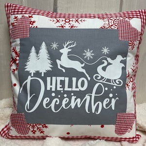 Patchwork cushion cover, country style cushion cover, Christmas, red/grey/white 40 x 40 cm.
