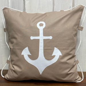 1x Maritime Kissenhülle, Kissenbezug, Landhausstil Kissen * Kordel & Anker *beige/weiß