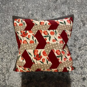 Patchwork cushion cover, country style cushion cover red/white/anthrazit