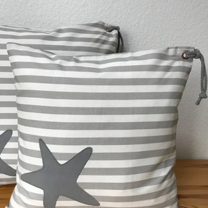 Maritime cushion cover, cushion cover, country style cushion cover, decorative cushion * starfish * gray / white striped