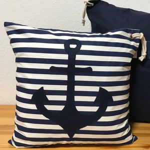 1 pillow case cushion cover stripes marine anchor 50x50cm. zdjęcie 2