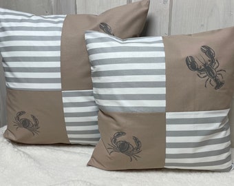 Maritime cushion cover, cushion cover, country style decorative cushion, grey/white/beige