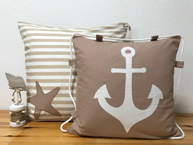 Maritime cushion cover cord beige / white 50x50cm image 3