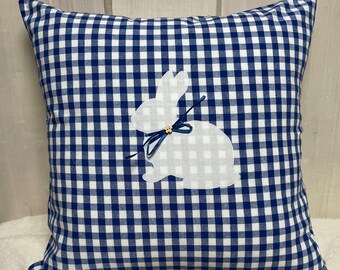 Country house style cushion cover, cushion cover, cushion cover, Easter cushion, decorative cushion *Easter* blue/white checkered