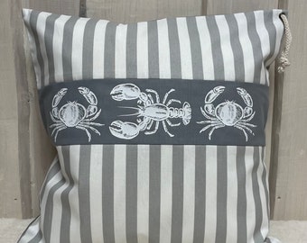 Maritime cushion cover, cushion cover, country style decorative cushion, grey/white