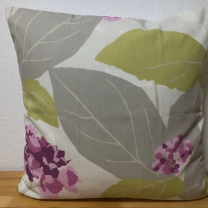 1x country style cushion cover * Pillowcase 50x50cm. Purple / gray hydrangeas