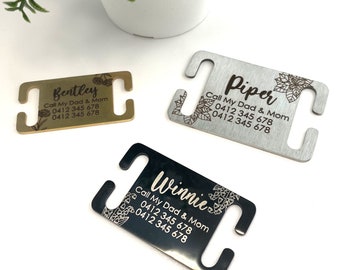 Slide on Personalised Dog Tag Custom with Dog Name Owner Contact and Birth Flower