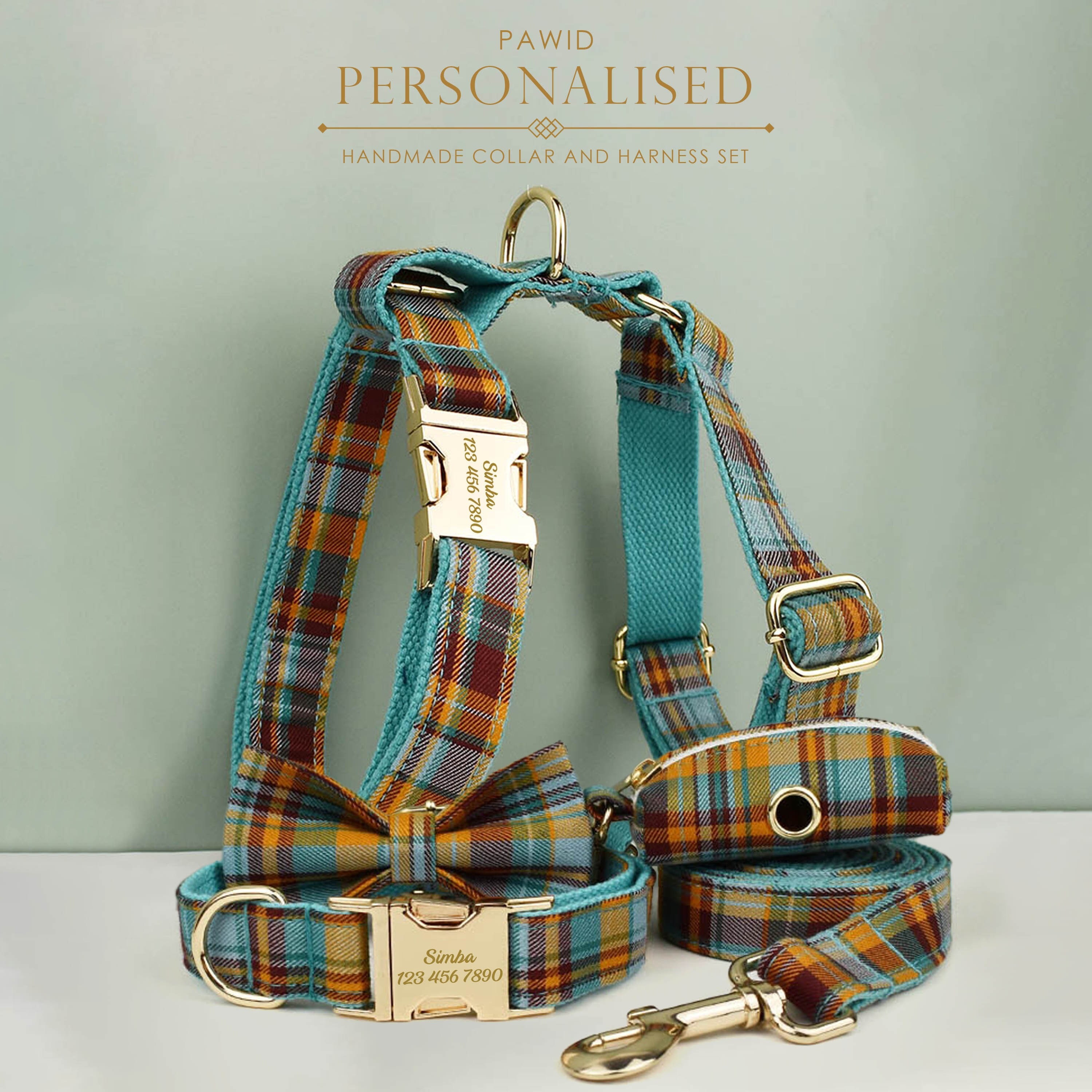 Veselka London Dandy Tartan Small Dog harness and Matching Leash, collar  and Treat Pouch