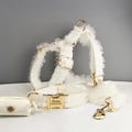 White Dog Collar, Custom Lace H-Style Dog Harness with Name, Velvet Dog Poop Bag, Leash, for Wedding, Different Combo product logo