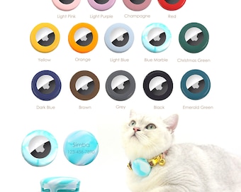Personalisierte Airtag Halter Halsband Befestigung, Silikon Hülle für Airtag Katzen und Hundehalsband, Blau, Rot, Grün *AirTag nicht enthalten