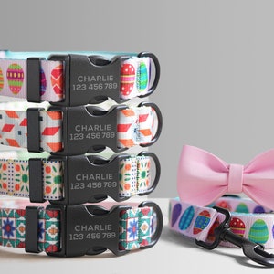 Collar y correa para perro ligeros y personalizados, huevo de Pascua y collar y correa para perro coloridos con pajarita extraíble a juego