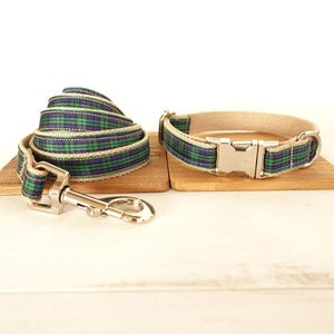 Green Scotland Design Dog Collar and Leash set