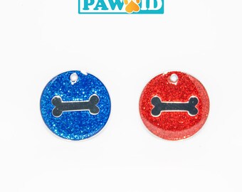 Deluxe Glittery Pet Tag Dog Cat ID Tag with Free Engraving and Free split Ring