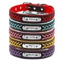 Personalized pu leather dog collar, laser engraved with name, hand braided colourful dog collar product logo