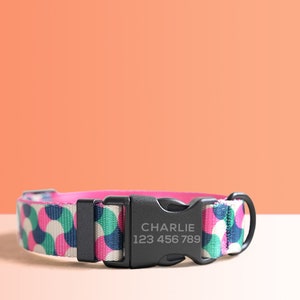 Personalized Multi-Colored Lightweight Dog Collar, Personalized Premium Dog Collar or Dog Collar and Leash Set with Matching Bowtie Gummy Worms