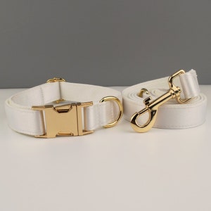 Silky White Wedding Dog Collar, Leash