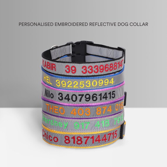 Personalized Dog Collar , Custom Embroidered With And Phone Number