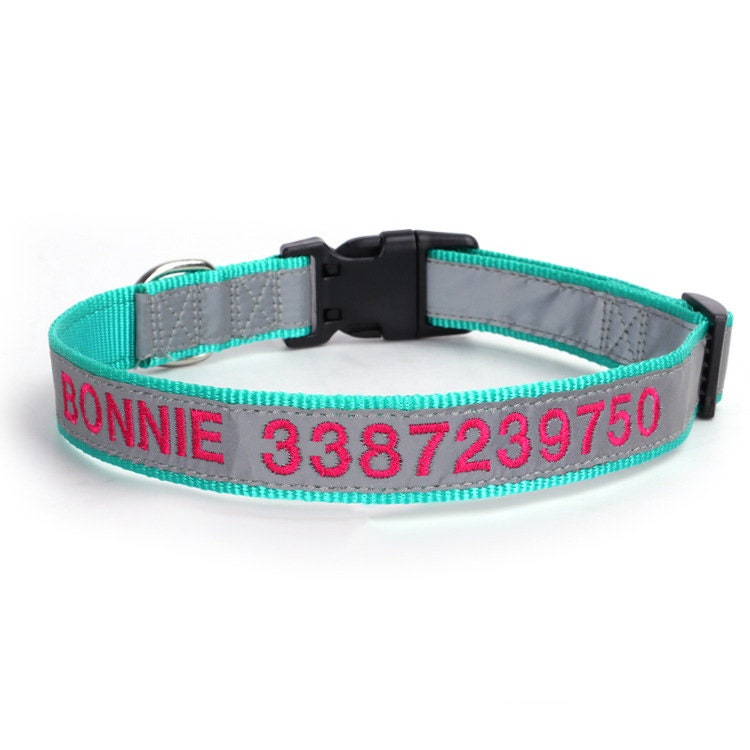 Personalisiertes Hundehalsband Aus Nylon – Reflektierend, Mit Namensschild, Größen XS-L, 5 Farben