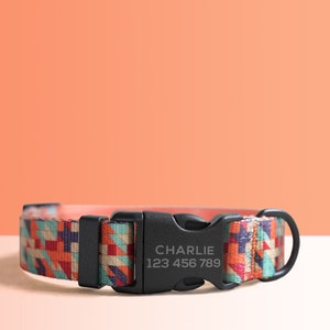 Personalized Multi-Colored Lightweight Dog Collar, Personalized Premium Dog Collar or Dog Collar and Leash Set with Matching Bowtie Dessert Dunes