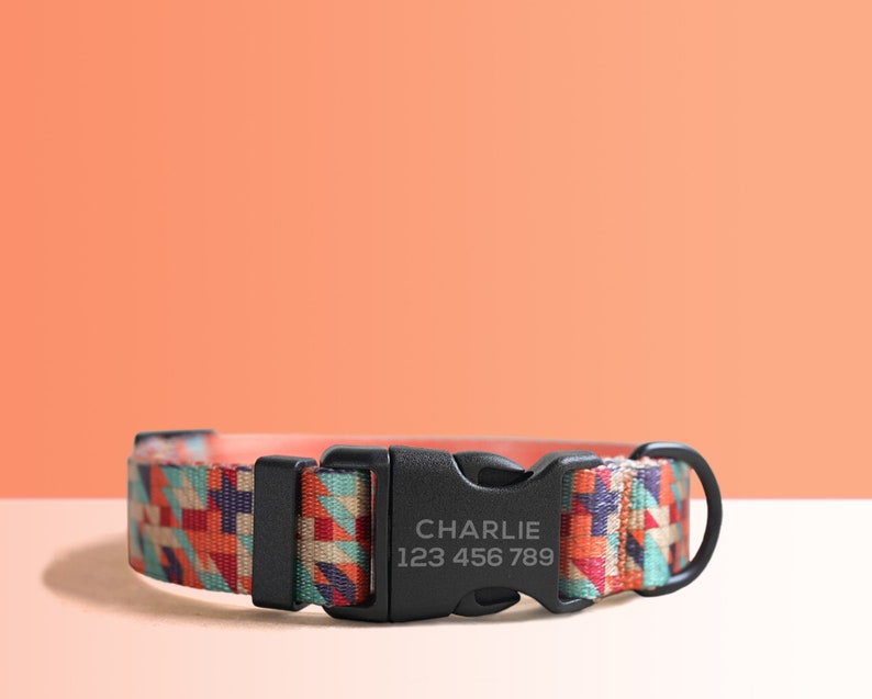 Personalized Multi-Colored Lightweight Dog Collar, Personalized Premium Dog Collar or Dog Collar and Leash Set with Matching Bowtie Dessert Dunes