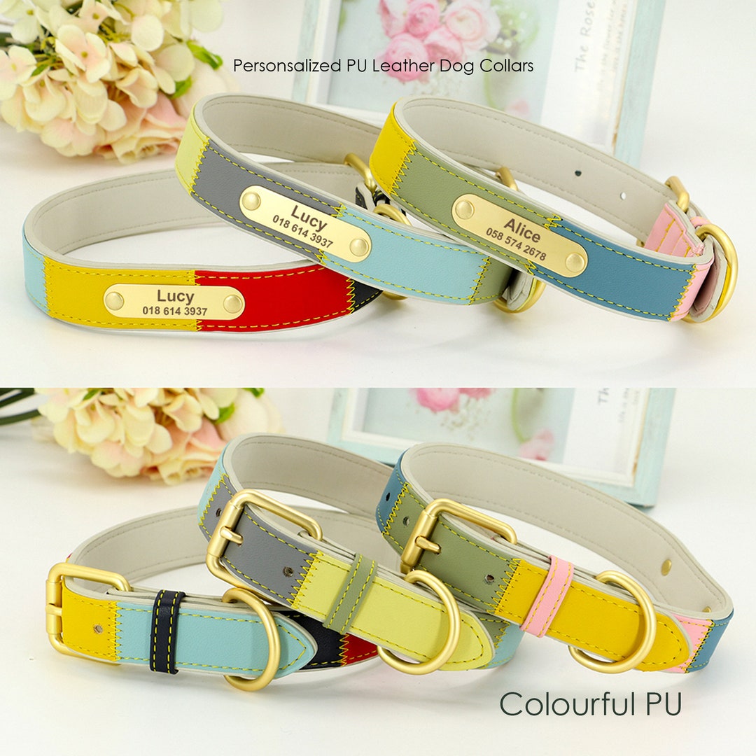 PU Six Colors Dog Collar Personalized Leather Pet Products For