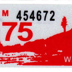 1975 WASHINGTON TRUCK Vinyl Reflective &quot;Year&quot; TAB Stickers - to be Applied to the Original Vintage 1968 Truck Base Plates