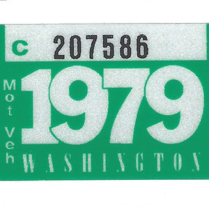 1979 Washington Vinyl Reflective &quot;Year&quot; TAB Stickers for CAR or TRUCK- to be Applied to the Original Vintage 1968 Base Plates