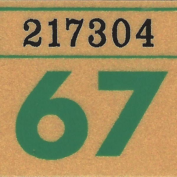 1967 WASHINGTON Vinyl Reflective "Year" TAB Stickers for CAR - to be Applied to the Original Vintage 1965 Base Plates