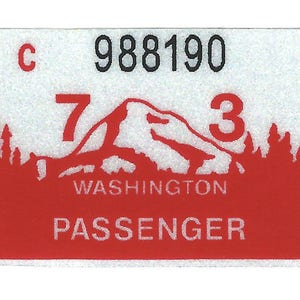 1973 WASHINGTON Vinyl Reflective &quot;Year&quot; TAB Stickers for CAR - to be Applied to the Original Vintage 1968 Base Plates