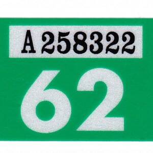 1962 WASHINGTON Vinyl Reflective &quot;Year&quot; TAB Stickers for CAR - to be Applied to the Original Vintage 1958 Base Plate