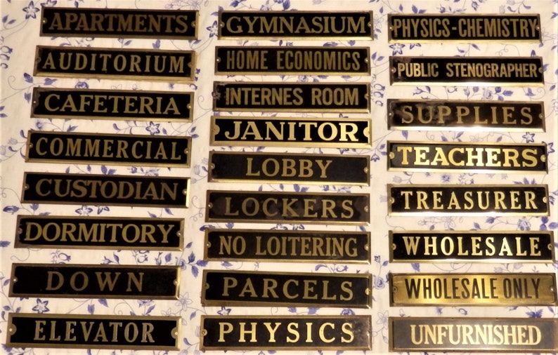 Vintage Brass Plate Department Name Plate Antique Brass Etsy