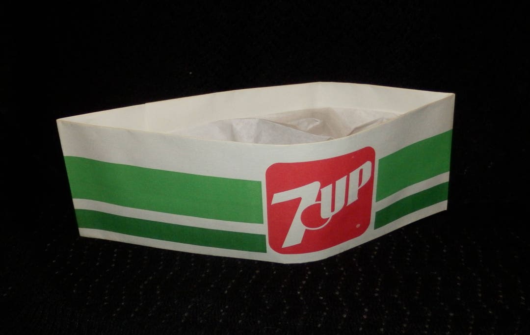 Vintage 7up Soda Fountain 7-UP Employee Paper Hat - NOS - Mint - Double ...