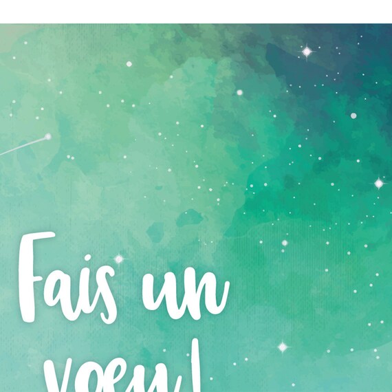 Affiche à Télécharger Fais Un Voeu Citation Illustration Décoration Phrase Inspirante étoile Filante Rêves Voeux Turquoise Marin