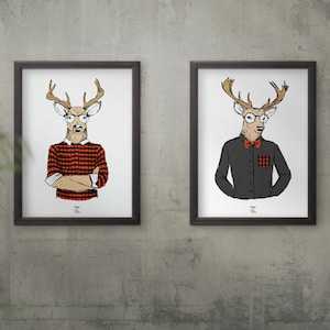 DUO poster download - deer Plaid - 8.5 x 11 / 11x17po - buck with Plaid, lumberjack, glasses, funny shirts